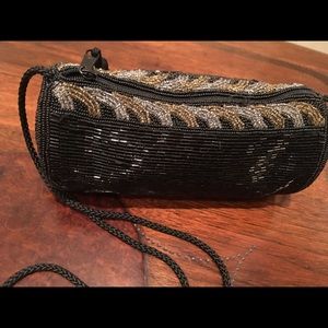Black Round Beaded Crossbody Bag